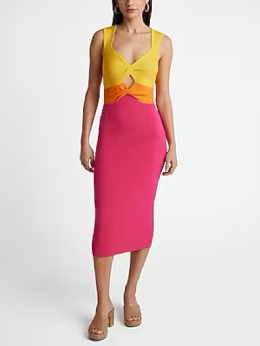 Express Body Contour Colorblock Sweater Dress